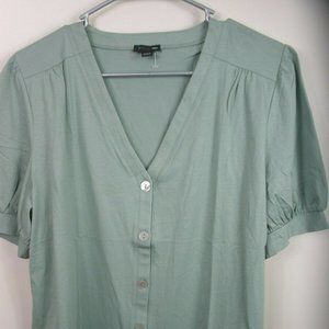 Ann Taylor Green Cotton Blouse Sz L NWT